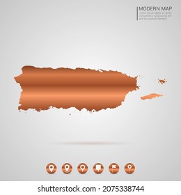 Abstract bronze Copper Metal gradient style Map of Puerto Rico vector Illustration.