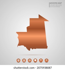 Abstract bronze Copper Metal gradient style Map of Mauritania vector Illustration.