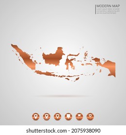 Abstract bronze Copper Metal gradient style Map of Indonesia vector Illustration.