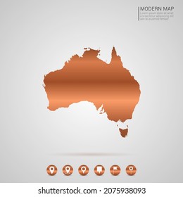 Abstrakte Bronze Kupfer Metal Farbverlauf-Karte von Australien Vektorgrafik.