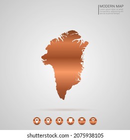 Abstract bronze Copper Metal gradient style Map of Greenland vector Illustration.