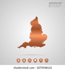 Abstract bronze Copper Metal gradient style Map of England vector Illustration.