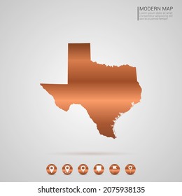 Abstract bronze Copper Metal gradient style Map of Texas vector Illustration.