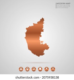 Abstract bronze Copper Metal gradient style Map of Karnataka vector Illustration.