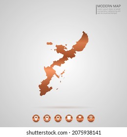 Abstract bronze Copper Metal gradient style Map of Okinawa vector Illustration.