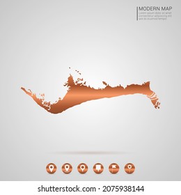 Resumen de bronce Estilo de gradiente de metal de cobre Mapa de Gran Bahama vector Ilustración.