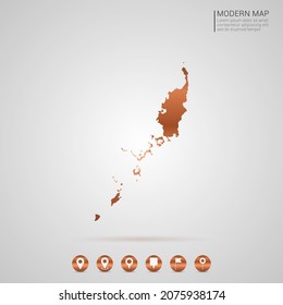 Abstract bronze Copper Metal gradient style Map of Palau vector Illustration.