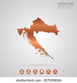 Abstract bronze Copper Metal gradient style Map of Croatia vector Illustration.
