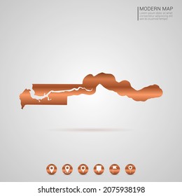 Abstract bronze Copper Metal gradient style Map of Gambia vector Illustration.