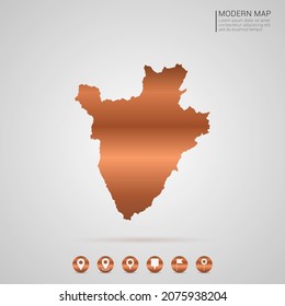 Abstract bronze Copper Metal gradient style Map of Burundi vector Illustration.