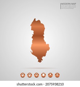 Abstract bronze Copper Metal gradient style Map of Albania vector Illustration.