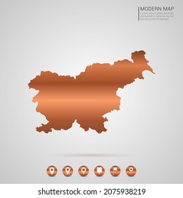 Abstract bronze Copper Metal gradient style Map of Slovenia vector Illustration.