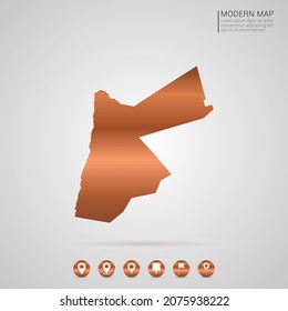 Resumen de bronce Estilo gradiente de cobre de metal Mapa de Jordania Vector Ilustración.