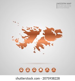 Abstract bronze Copper Metal gradient style Map of Falkland Islands vector Illustration.