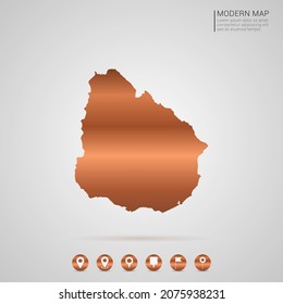 Resumen de bronce Estilo gradiente de cobre metal Mapa de la Ilustración vectorial Uruguay.