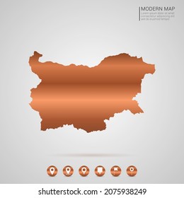 Abstract bronze Copper Metal gradient style Map of Bulgaria vector Illustration.