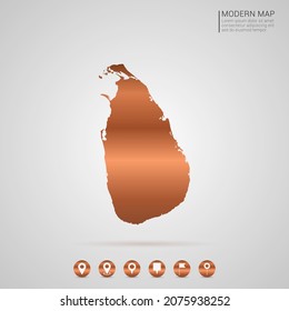 Abstract bronze Copper Metal gradient style Map of Sri Lanka vector Illustration.