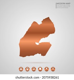 Abstract bronze Copper Metal gradient style Map of Djibouti vector Illustration.