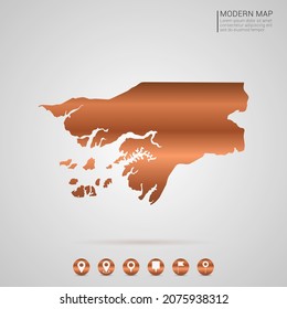 Abstract bronze Copper Metal gradient style Map of Guinea Bissau vector Illustration.