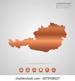 Abstract bronze Copper Metal gradient style Map of Austria vector Illustration.
