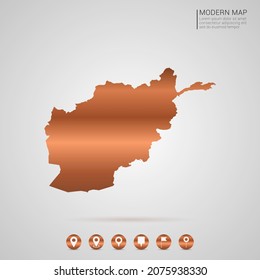 Resumen de bronce Estilo de gradiente de metal de cobre Mapa del vector Afganistán Ilustración.