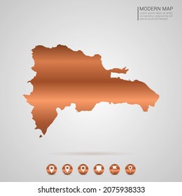 Abstract bronze Copper Metal gradient style Map of Dominican Republic vector Illustration.