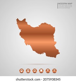 Resumen de bronce Estilo de gradiente de cobre metálico Mapa de la Ilustración vectorial de Irán.