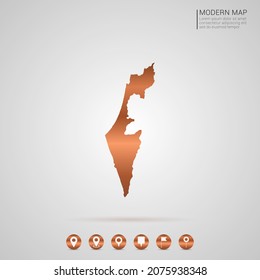 Abstract bronze Copper Metal gradient style Map of Israel vector Illustration.