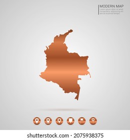 Abstract bronze Copper Metal gradient style Map of Colombia vector Illustration.