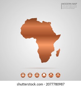 Resumen de bronce Estilo gradiente de cobre metal Mapa del vector de África Ilustración.