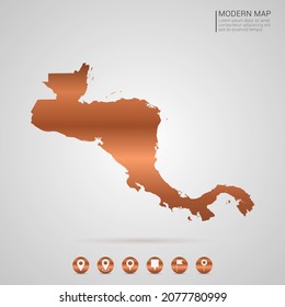 Abstract bronze Copper Metal gradient style Map of Central America vector Illustration.