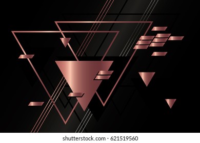 Abstract bronze geometric background vector with triangles.