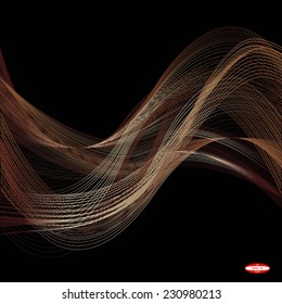 abstract bronze line brown wave ginger band on black background vector