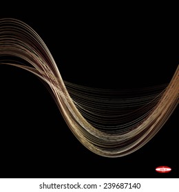 abstract bronze line brown wave ginger band on black background vector