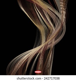 abstract bronze line brown wave ginger band on black background vector