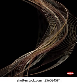 abstract bronze line brown wave ginger band on black background vector