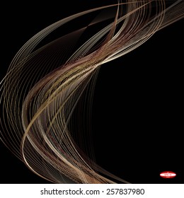 abstract bronze line brown wave ginger band on black background vector
