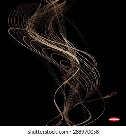 abstract bronze line ginger wave brown band isolated on black background. vector illustration