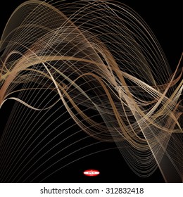 abstract bronze line ginger wave brown band isolated on black background. vector illustration