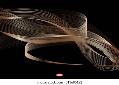 abstract bronze line ginger wave brown band isolated on black background. vector illustration
