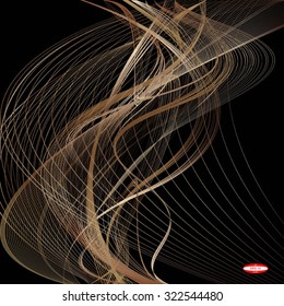 abstract bronze line ginger wave brown band isolated on black background. vector illustration