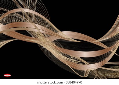 abstract bronze line ginger wave brown band on black background. vector illustration