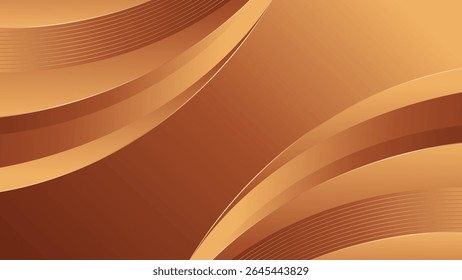 Abstract bronze luxury curve background with gold accents. Elegant wallpaper design for templates, banners, covers, sales, business, events, awards, websites, pages, and more