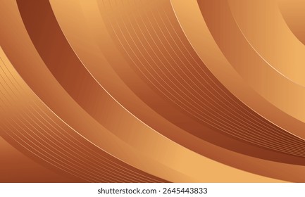 Abstract bronze luxury curve background with gold accents. Elegant wallpaper design for templates, banners, covers, sales, business, events, awards, websites, pages, and more