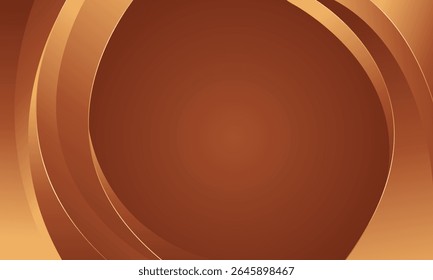 Abstract bronze luxury curve background with gold accents. Elegant metallic design style for templates, banners, covers, sales, business, events, awards, websites, pages, and more