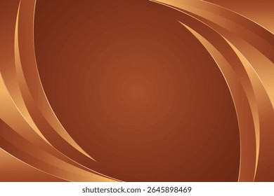 Abstract bronze luxury curve background with gold accents. Elegant metallic design style for templates, banners, covers, sales, business, events, awards, websites, pages, and more