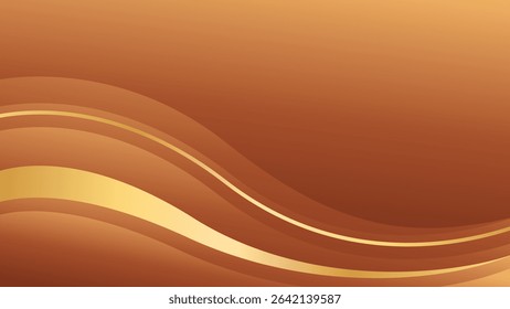 Abstract bronze luxury wave background with gold accents. Elegant metallic design style for templates, banners, covers, sales, business, events, awards, websites, pages, and more