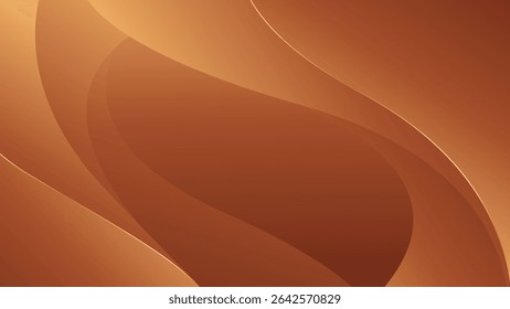 Abstract bronze luxury wave background with gold accents. Elegant metallic design style for templates, banners, covers, sales, business, events, awards, websites, pages, and more