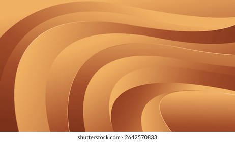 Abstract bronze luxury wave background with gold accents. Elegant metallic design style for templates, banners, covers, sales, business, events, awards, websites, pages, and more