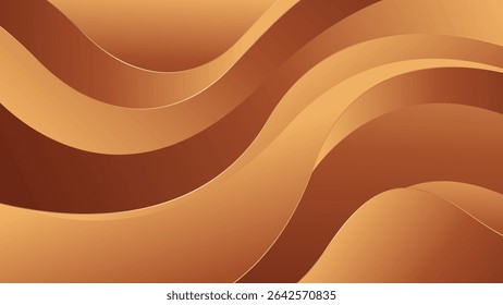 Abstract bronze luxury wave background with gold accents. Elegant metallic design style for templates, banners, covers, sales, business, events, awards, websites, pages, and more